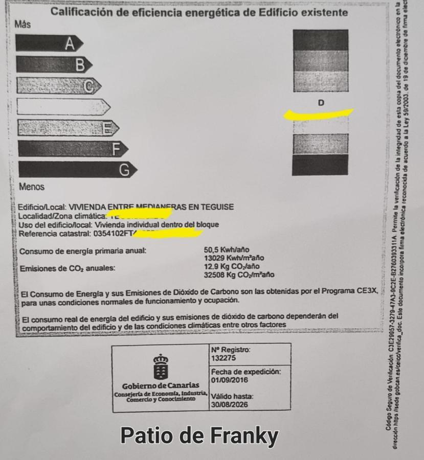 Vivienda Vacacional El Patio De Franky Тегисе Екстериор снимка